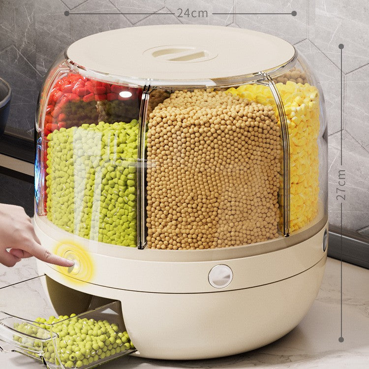 Multifunctional Grain Storage Bucket with Rotating Design