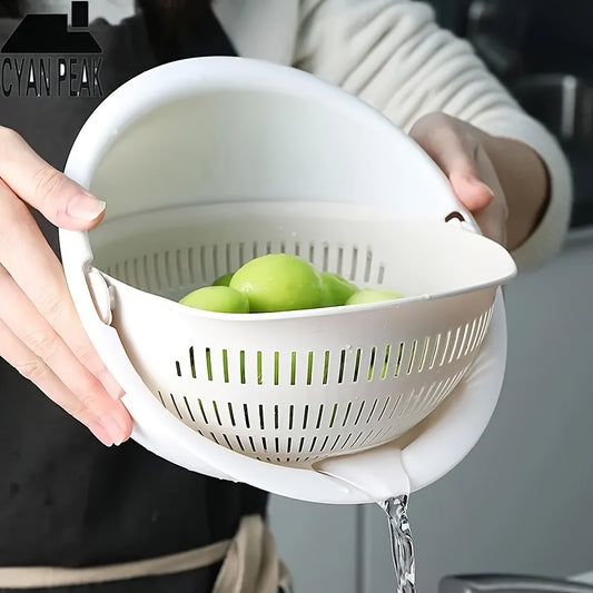 Detachable double-layer fruit draining basket