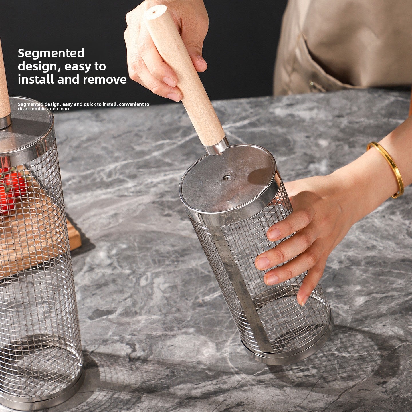 Rotating Stainless Steel Barbecue Grill Cage