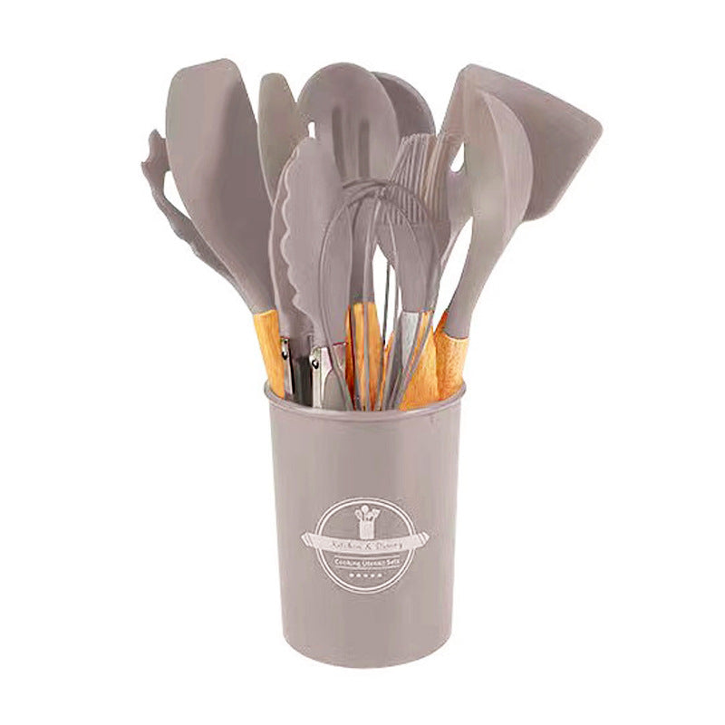 Wooden Handle Silicone Kitchen Utensil Set