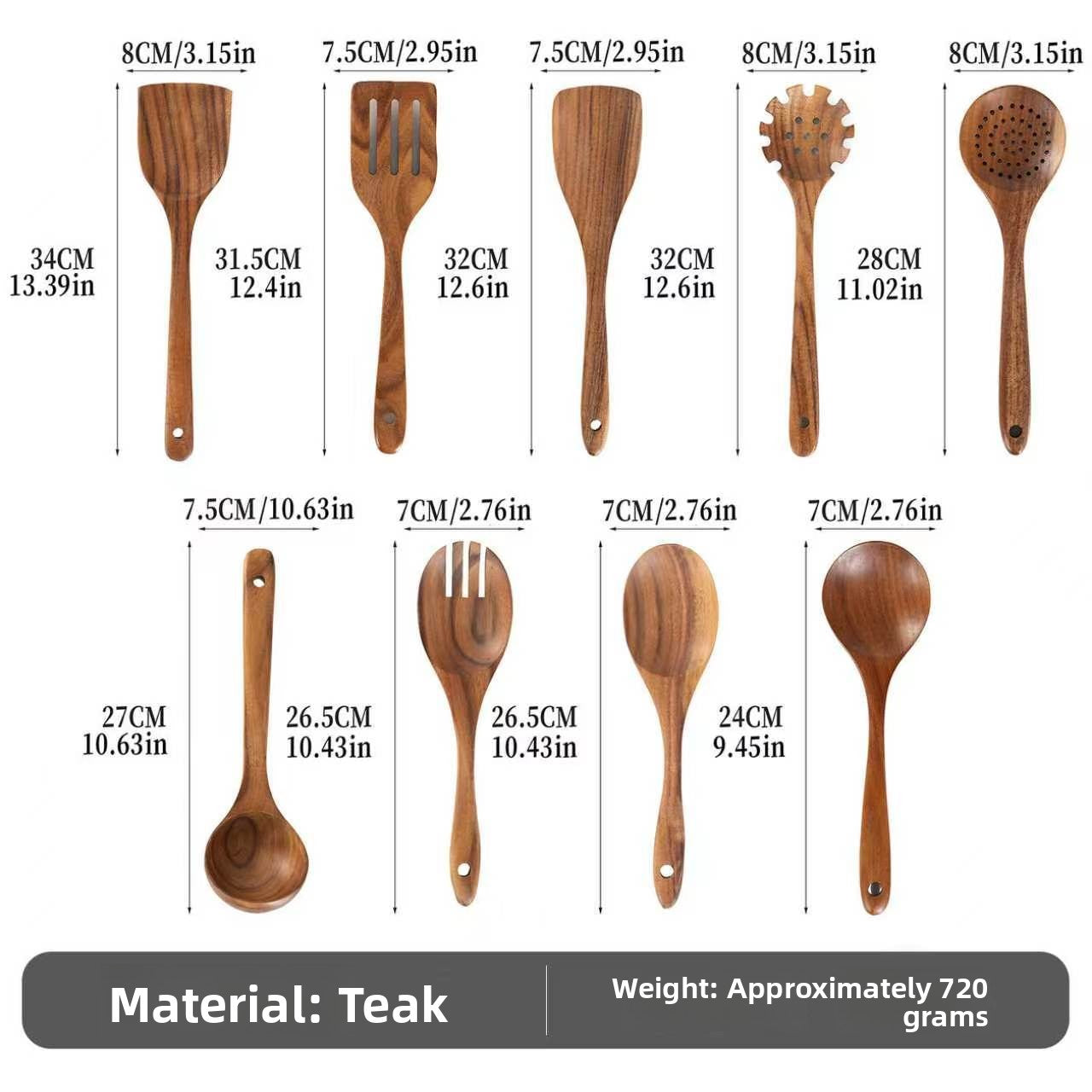 Wood Non-Stick Kitchen Utensil Set
