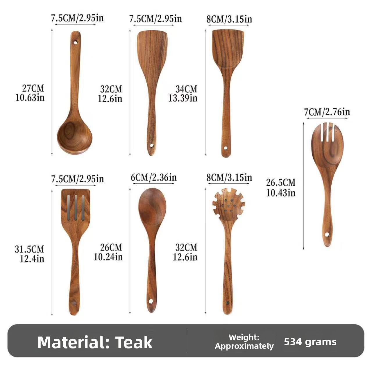 Wood Non-Stick Kitchen Utensil Set
