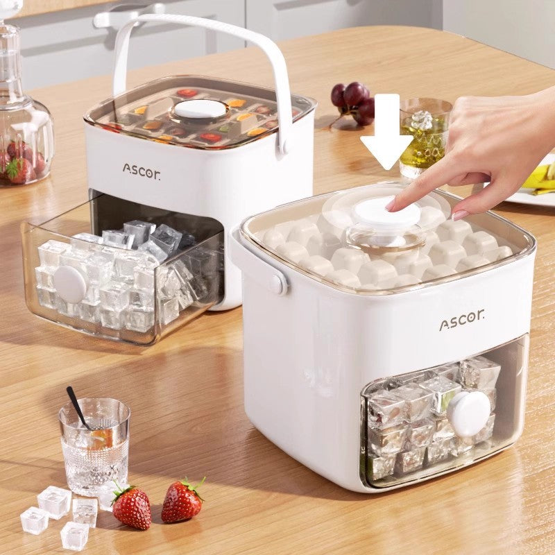 Press Ice Tray Ice Cube Mold with Storage Box