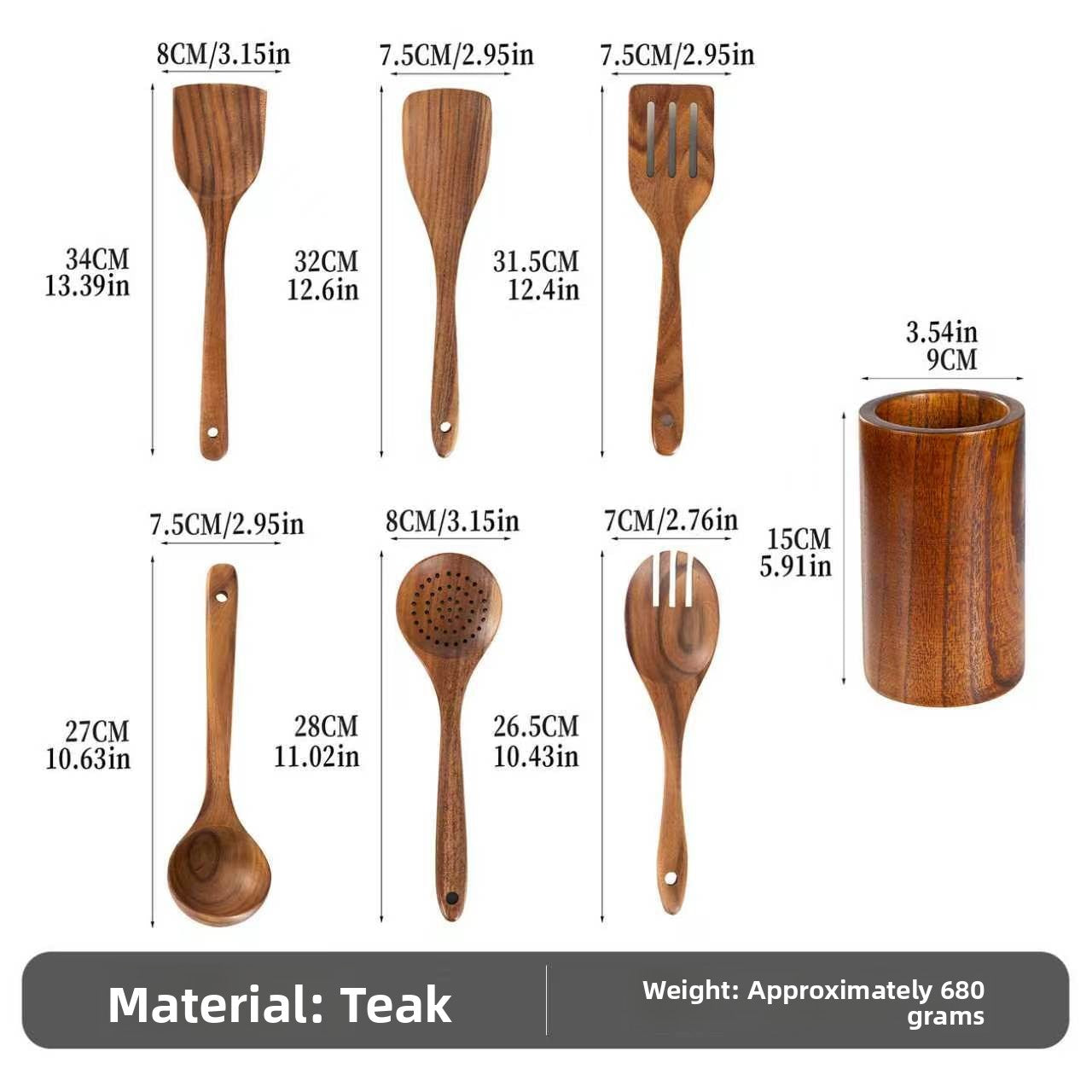 Wood Non-Stick Kitchen Utensil Set