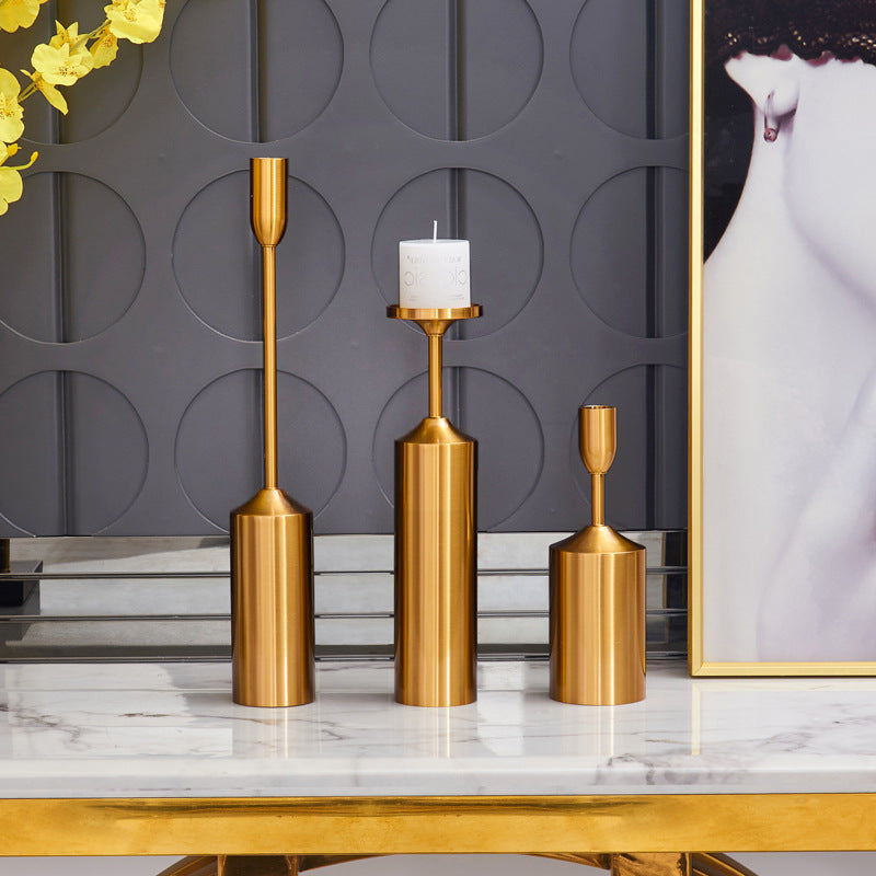 European Metal Electroplated Candlestick Holders
