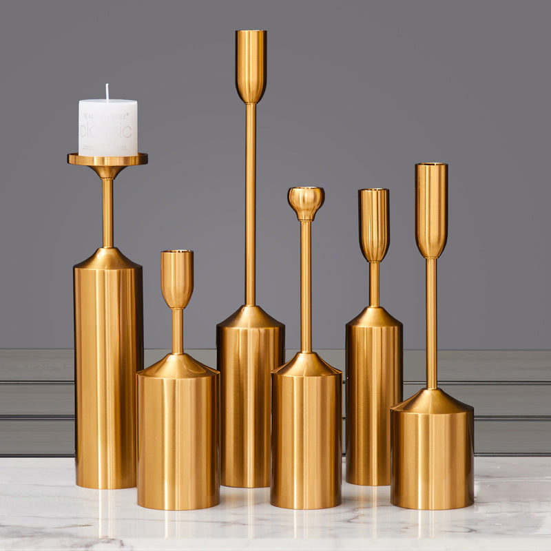 European Metal Electroplated Candlestick Holders