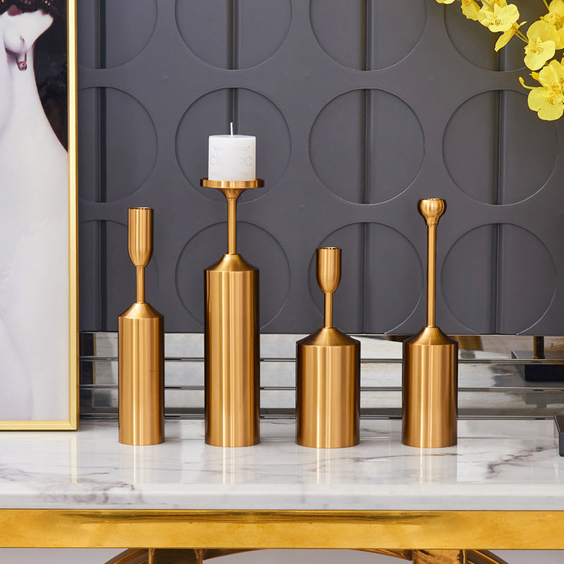 European Metal Electroplated Candlestick Holders