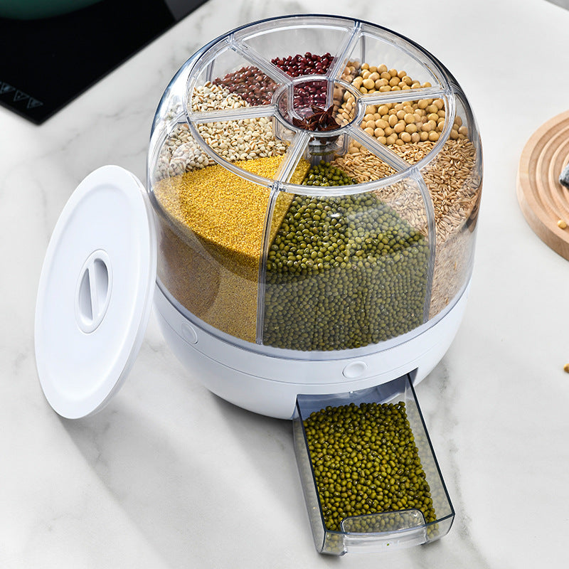 Multifunctional Grain Storage Bucket with Rotating Design