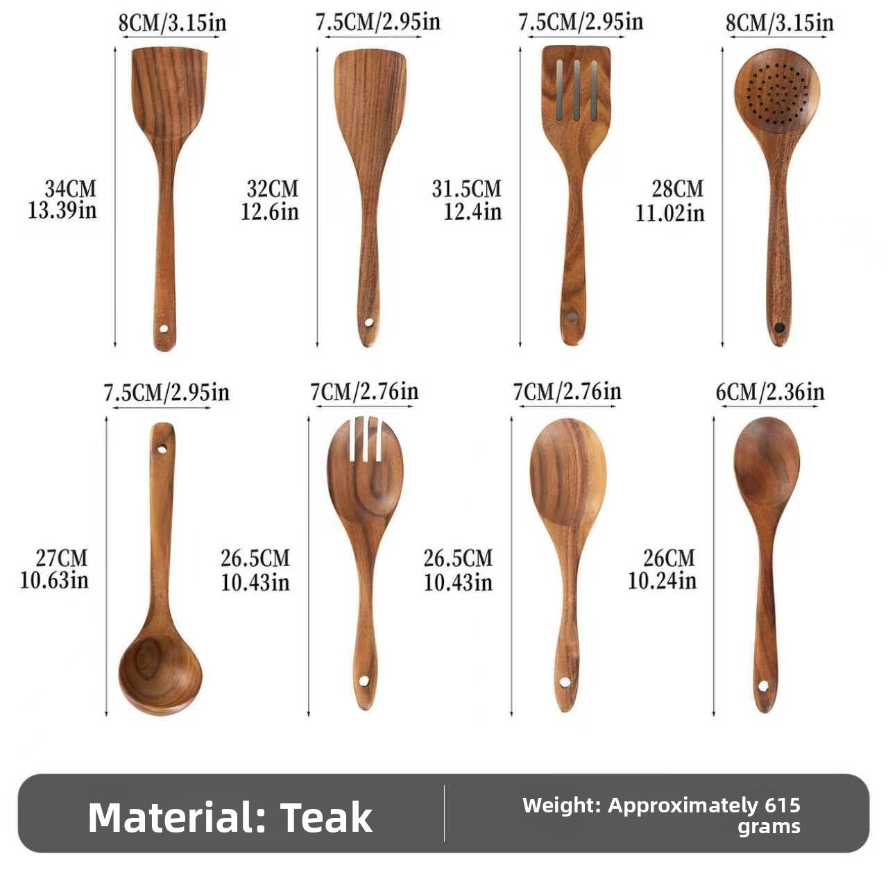 Wood Non-Stick Kitchen Utensil Set