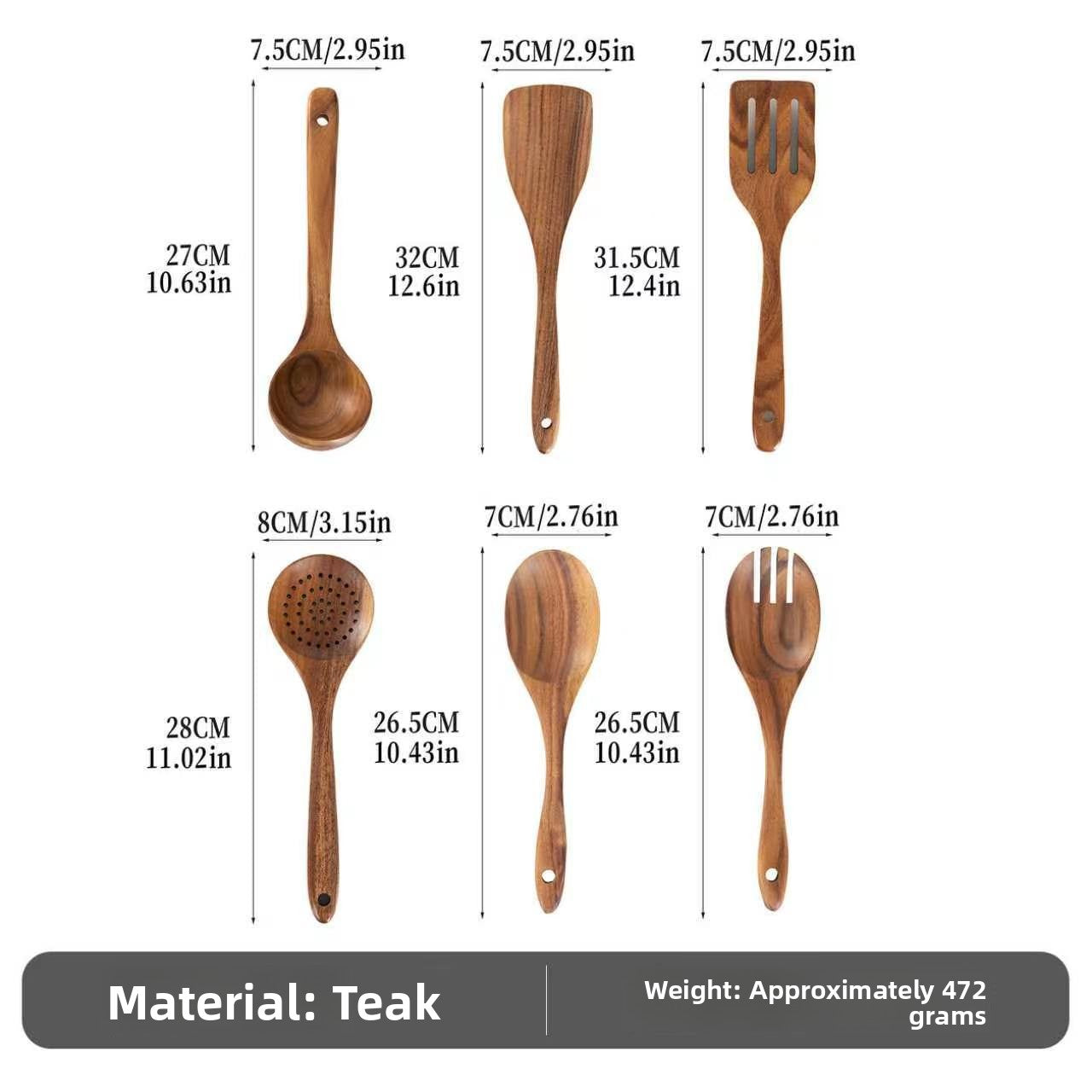 Wood Non-Stick Kitchen Utensil Set