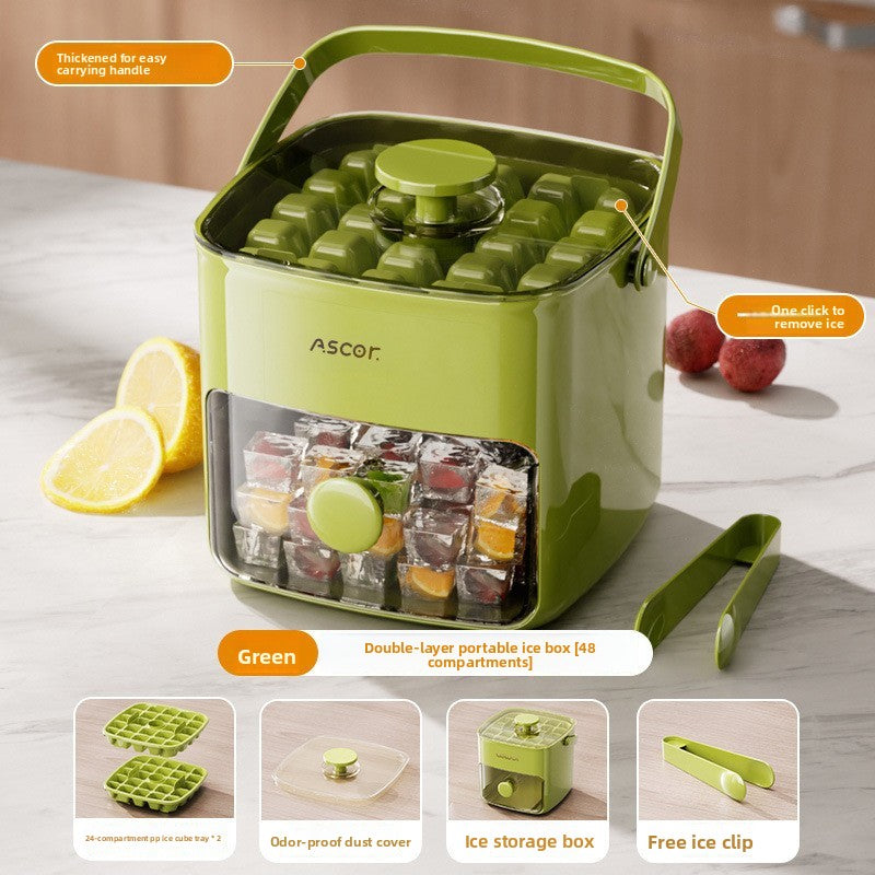 Press Ice Tray Ice Cube Mold with Storage Box