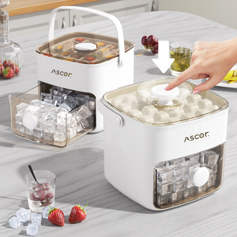 Press Ice Tray Ice Cube Mold with Storage Box