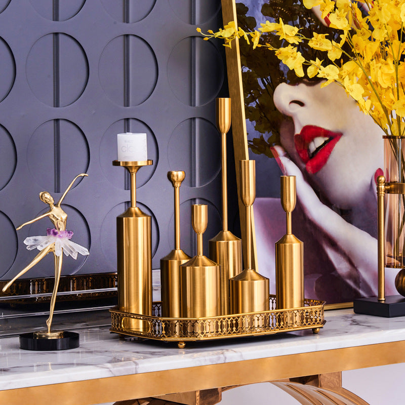 European Metal Electroplated Candlestick Holders