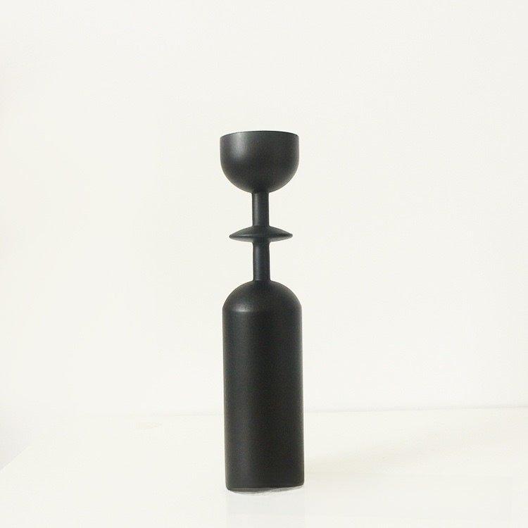 Modern Black Wooden Candle Holder