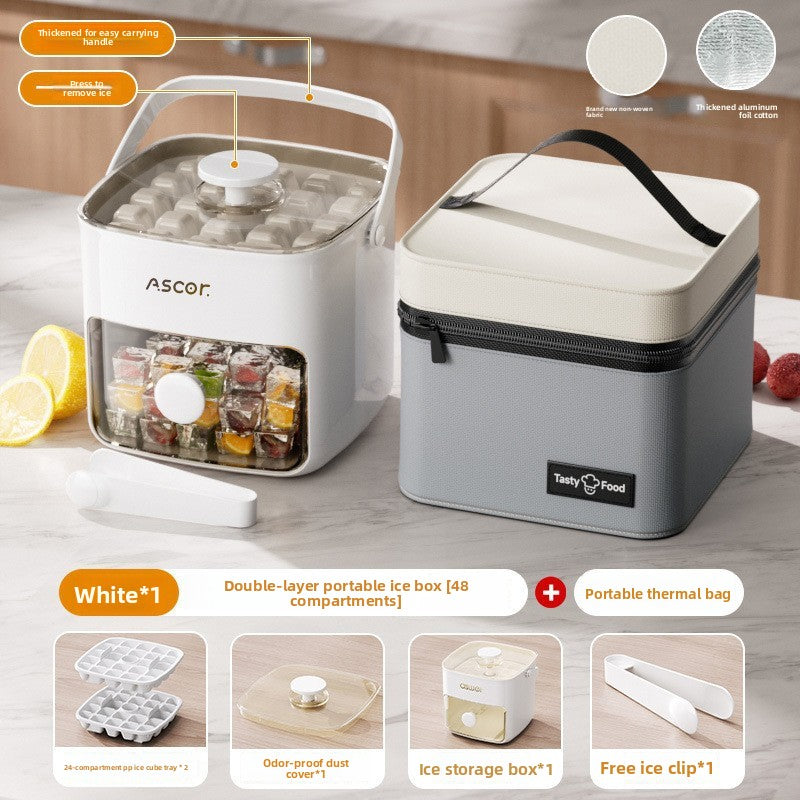 Press Ice Tray Ice Cube Mold with Storage Box