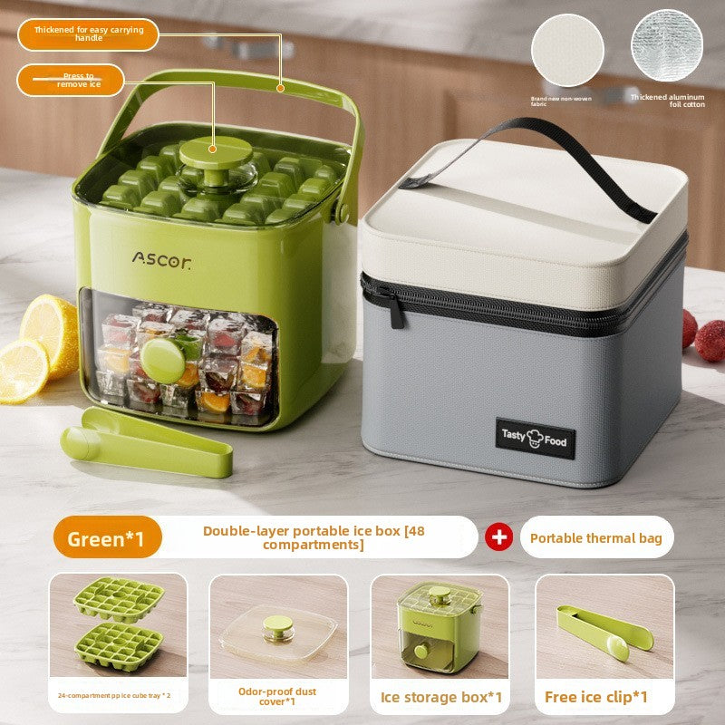 Press Ice Tray Ice Cube Mold with Storage Box