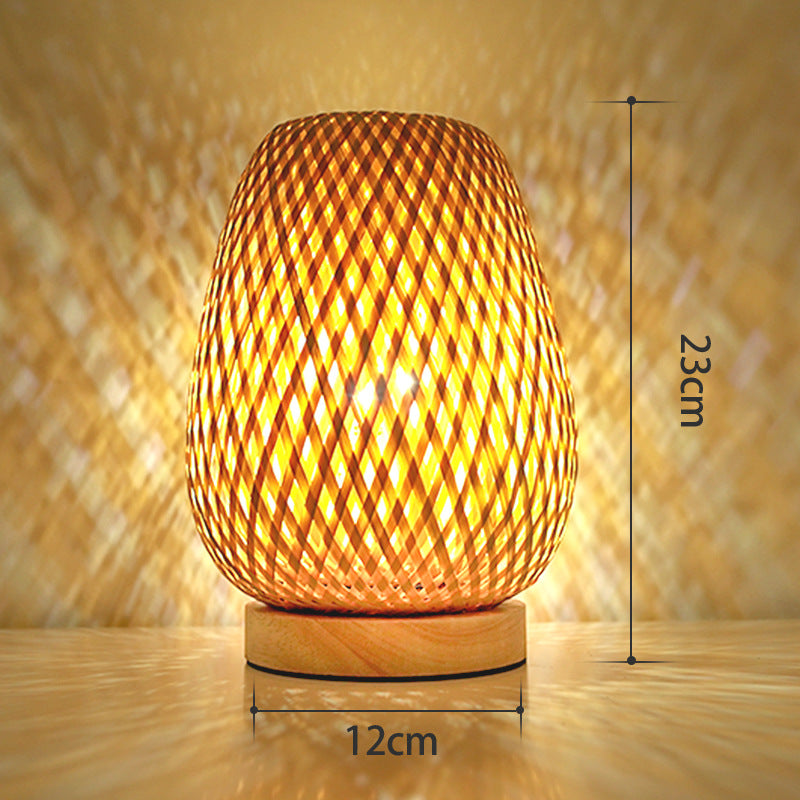 Bamboo Table Lamp with Double Lampshade