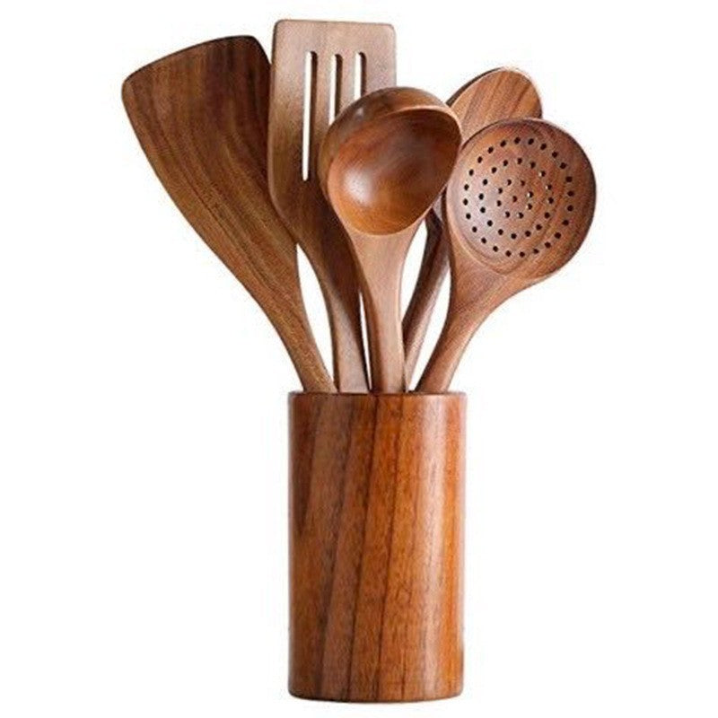 Wood Non-Stick Kitchen Utensil Set