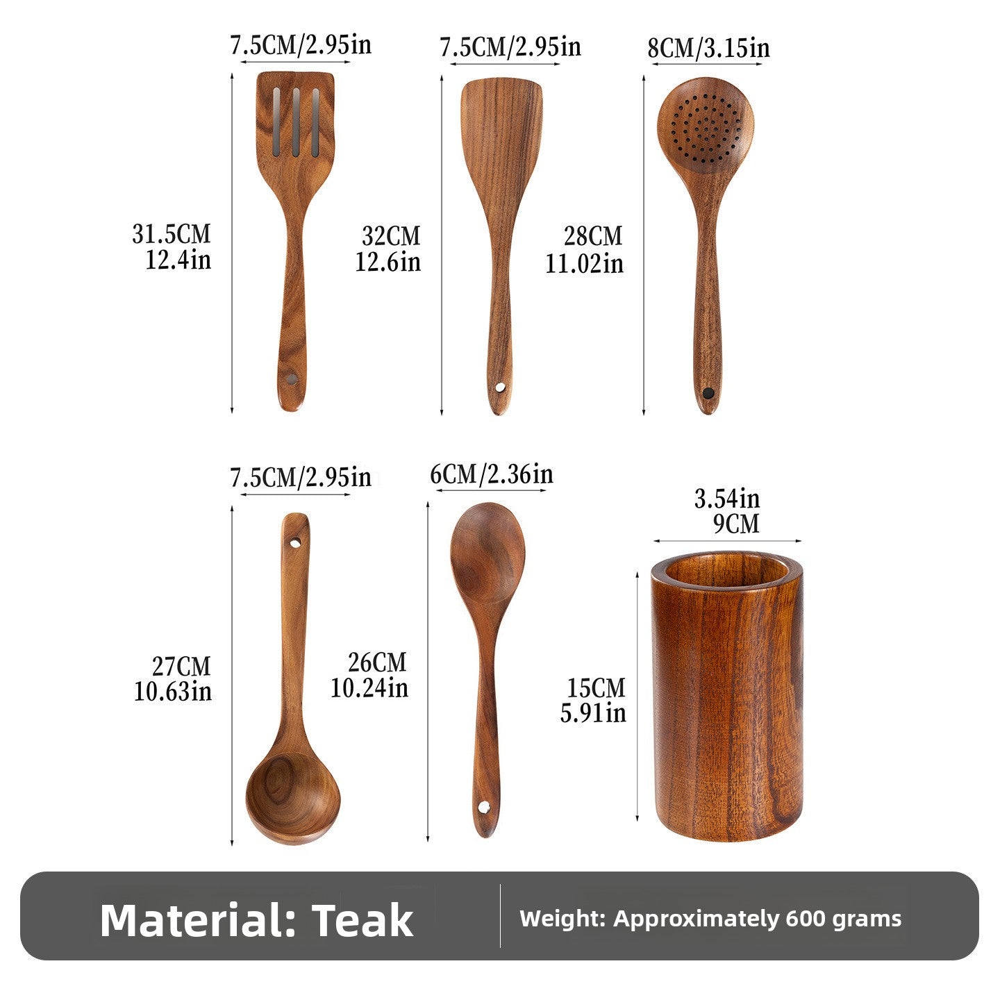 Wood Non-Stick Kitchen Utensil Set