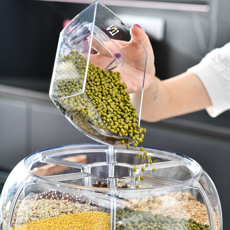 Multifunctional Grain Storage Bucket with Rotating Design