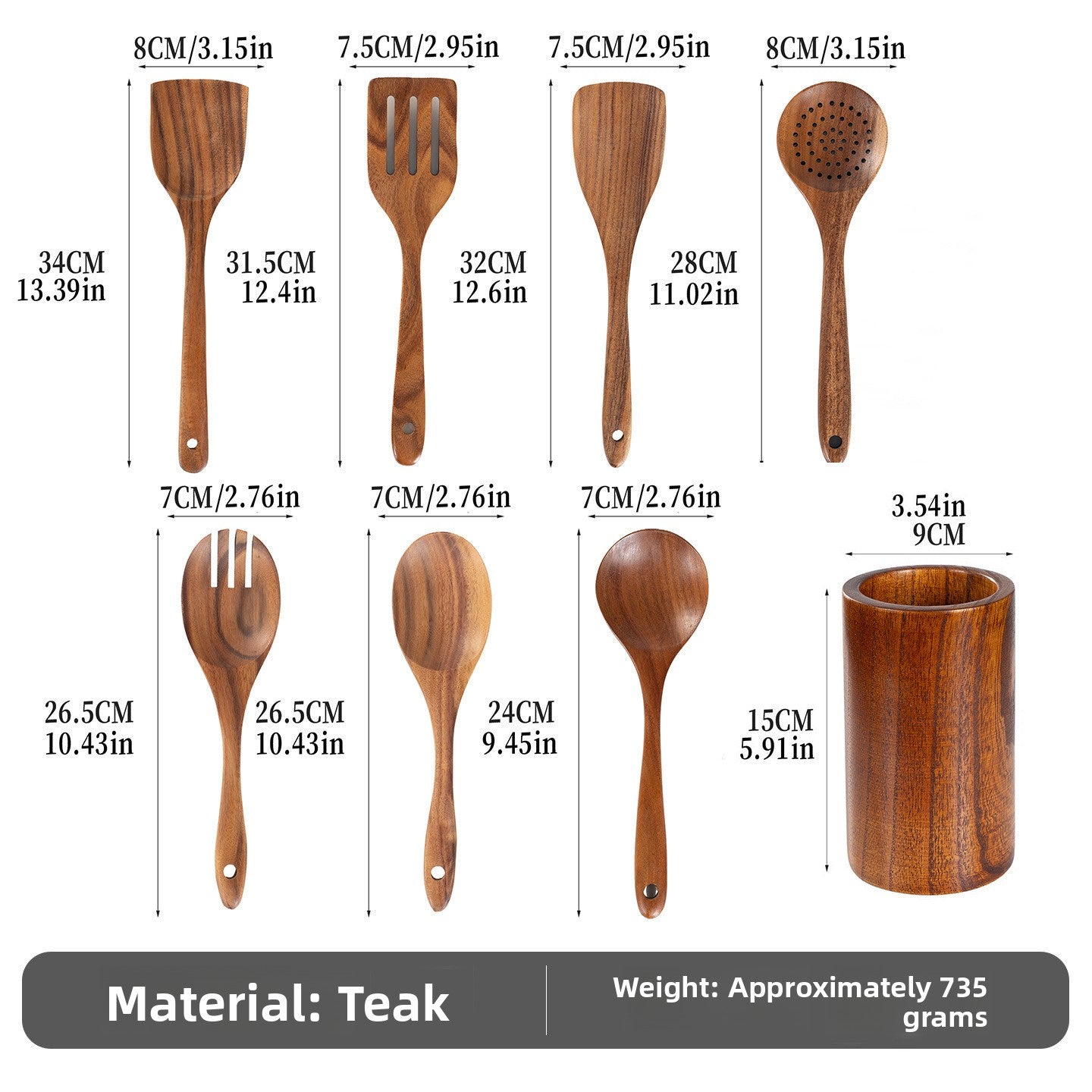 Wood Non-Stick Kitchen Utensil Set