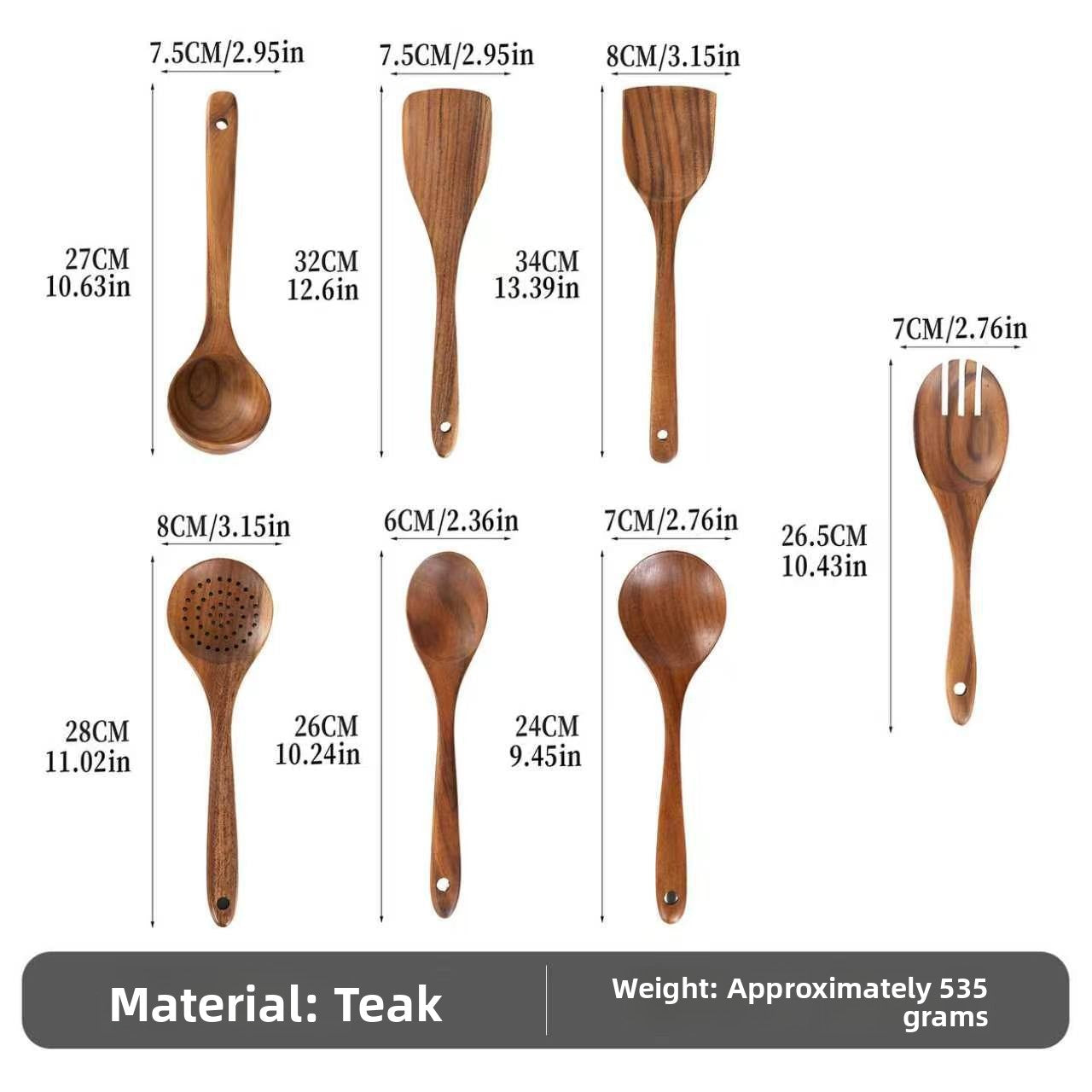 Wood Non-Stick Kitchen Utensil Set