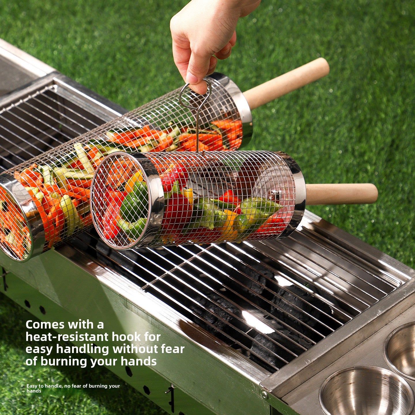Rotating Stainless Steel Barbecue Grill Cage