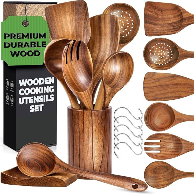 Wood Non-Stick Kitchen Utensil Set