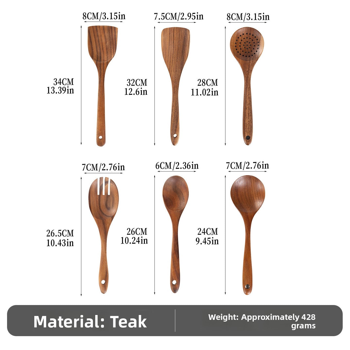 Wood Non-Stick Kitchen Utensil Set