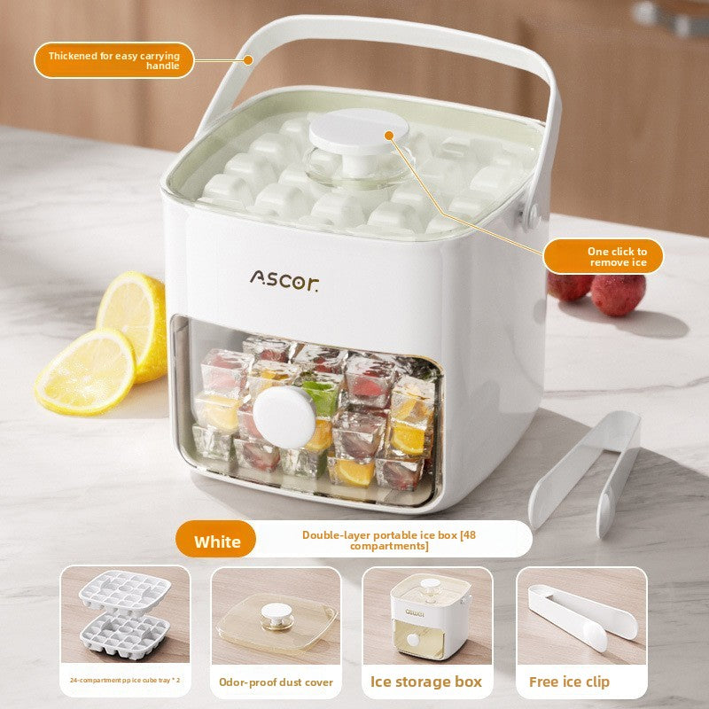 Press Ice Tray Ice Cube Mold with Storage Box