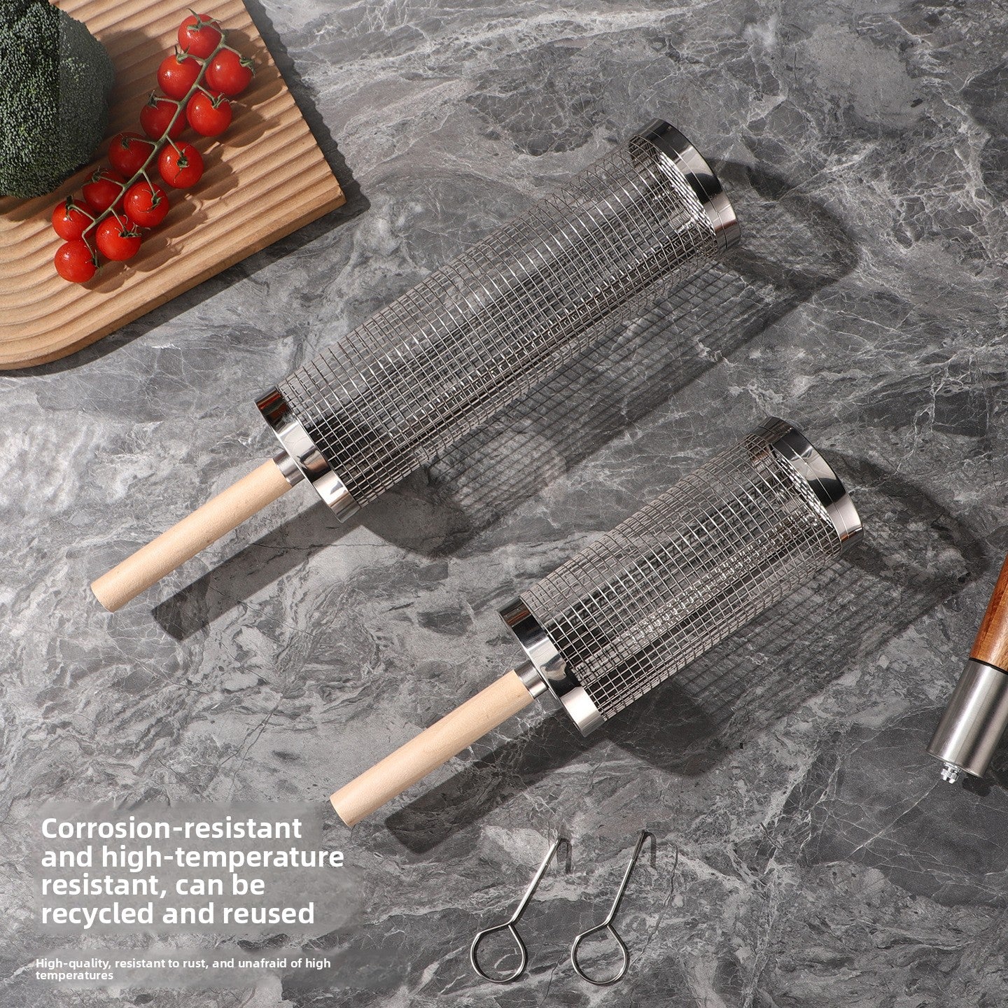 Rotating Stainless Steel Barbecue Grill Cage