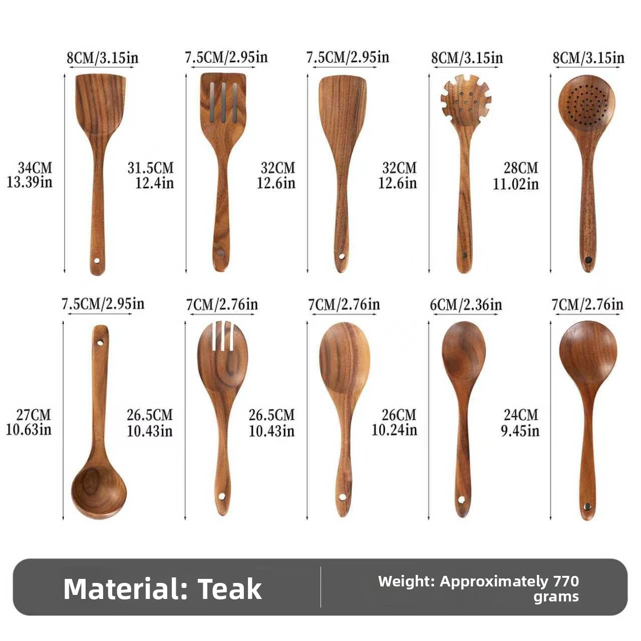 Wood Non-Stick Kitchen Utensil Set