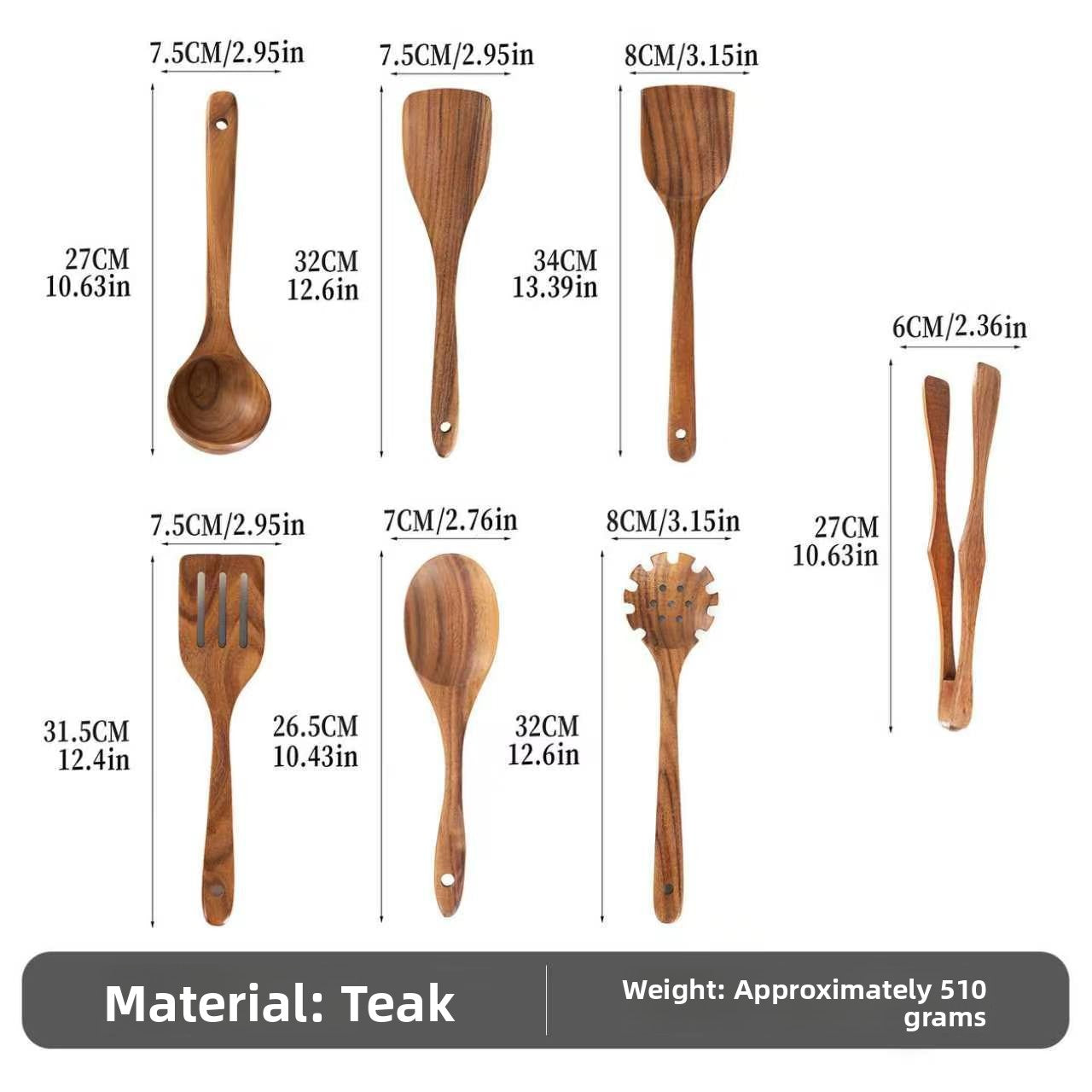 Wood Non-Stick Kitchen Utensil Set