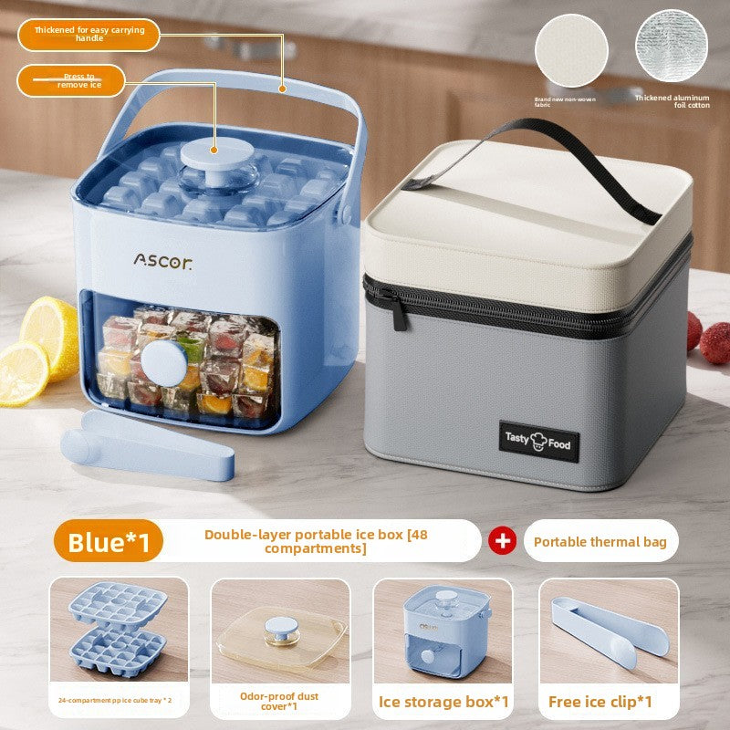 Press Ice Tray Ice Cube Mold with Storage Box