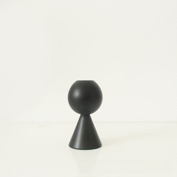 Modern Black Wooden Candle Holder