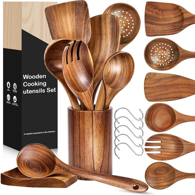 Wood Non-Stick Kitchen Utensil Set